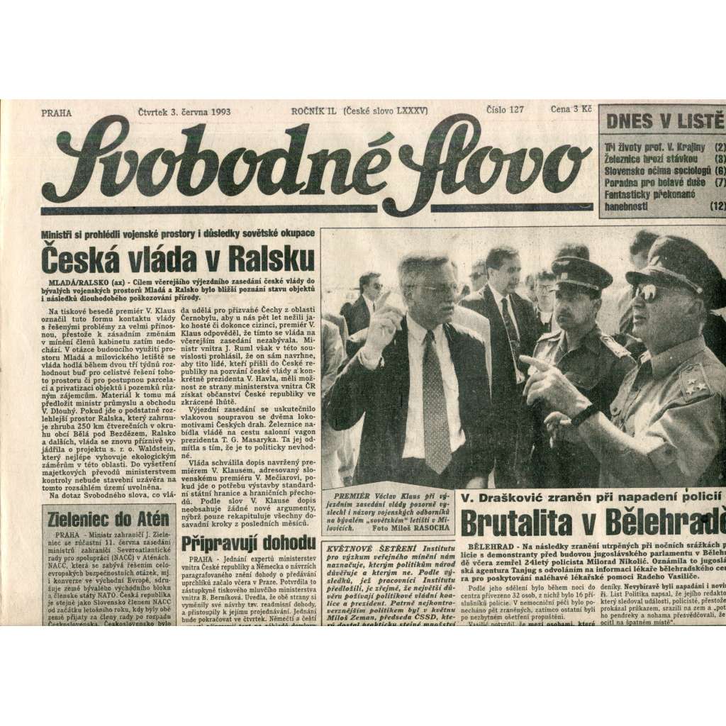 Svobodné slovo (3.6.1993) - noviny Svobodné slovo (3.6.1993) - noviny