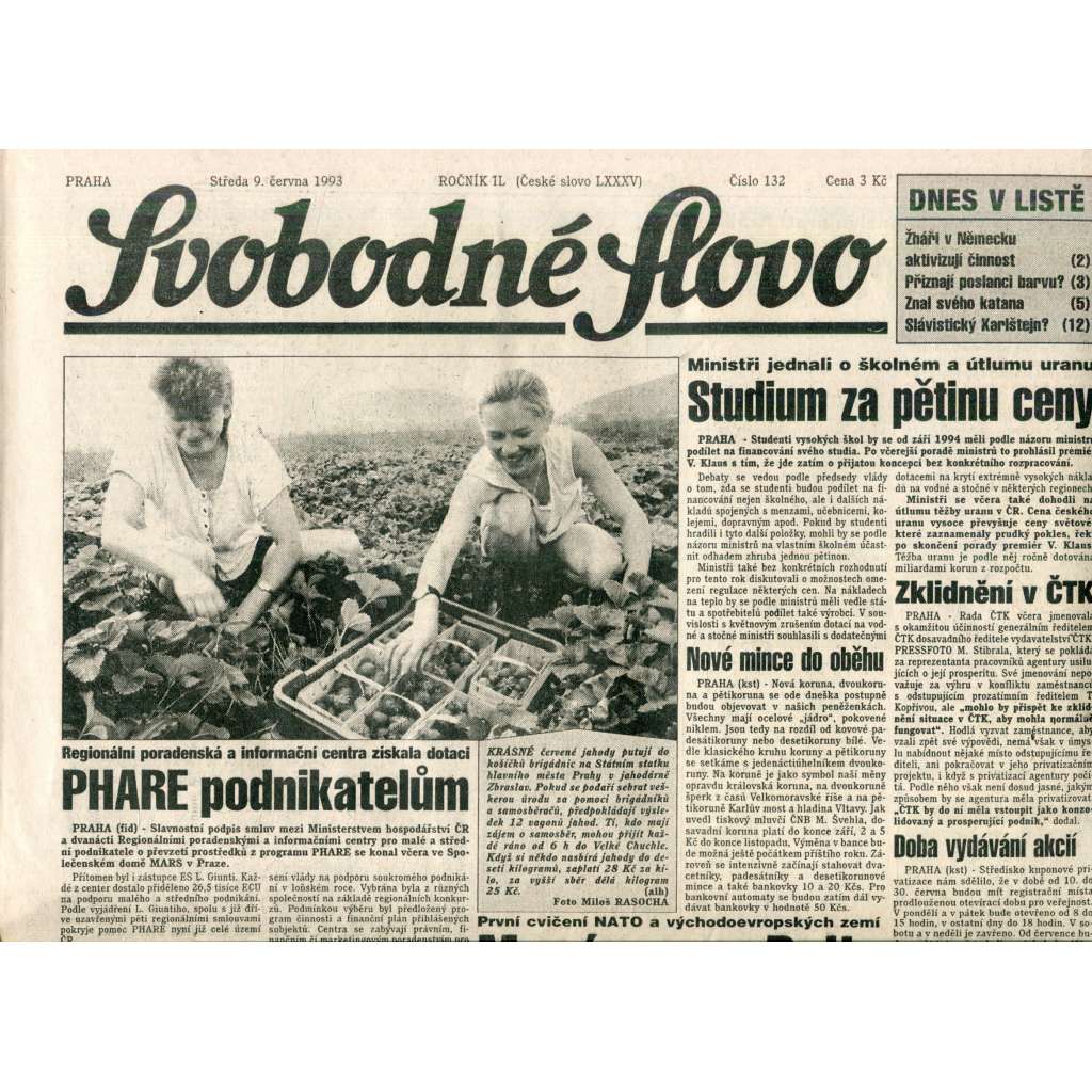 Svobodné slovo (9.6.1993) - noviny