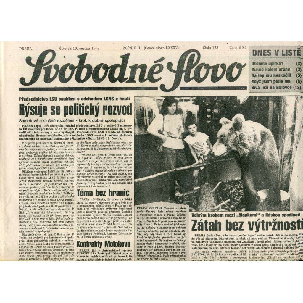 Svobodné slovo (10.6.1993) - noviny