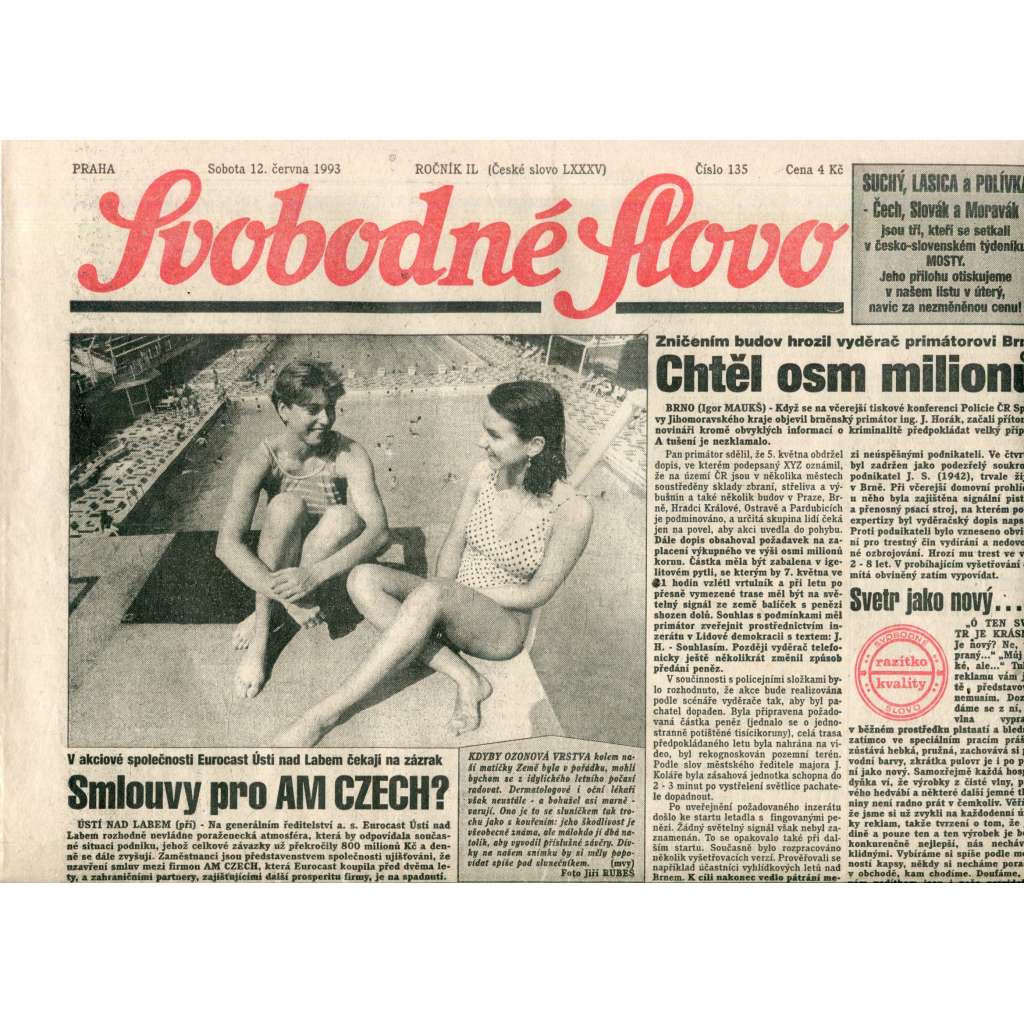 Svobodné slovo (12.6.1993) - noviny