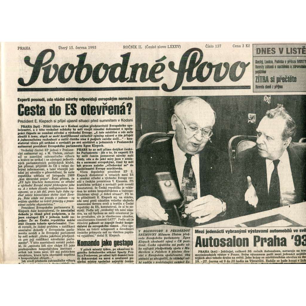 Svobodné slovo (15.6.1993) - noviny