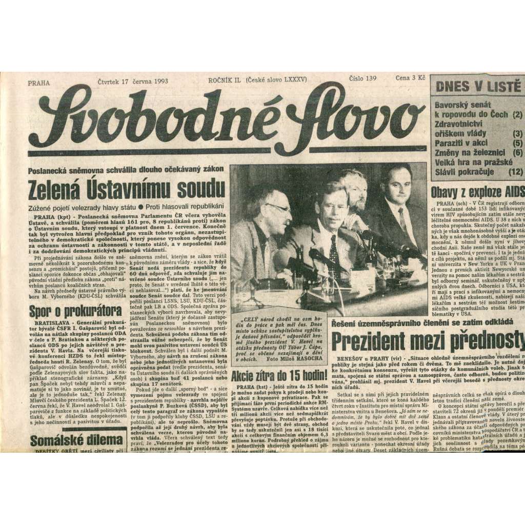 Svobodné slovo (17.6.1993) - noviny