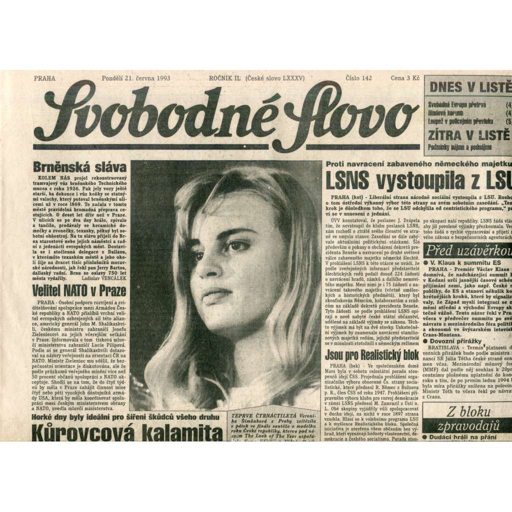 Svobodné slovo (21.6.1993) - noviny