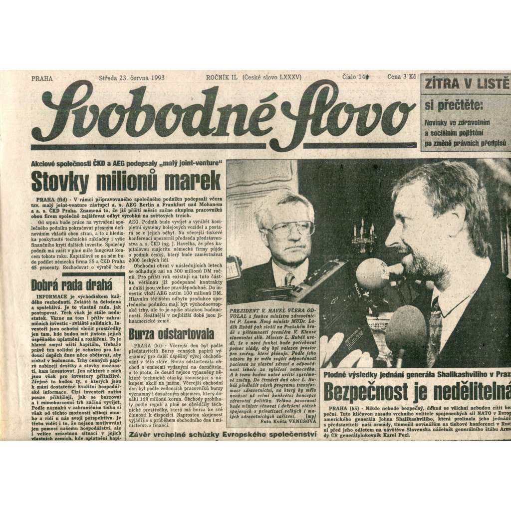 Svobodné slovo (23.6.1993) - noviny