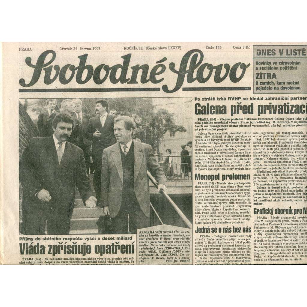 Svobodné slovo (24.6.1993) - noviny