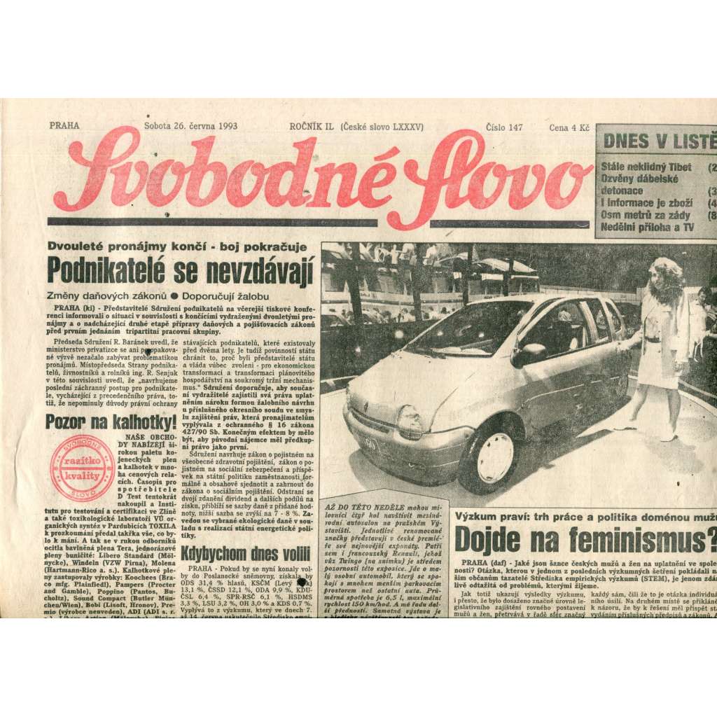 Svobodné slovo (26.6.1993) - noviny