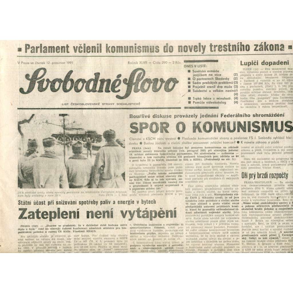 Svobodné slovo (12.12.1991) - noviny