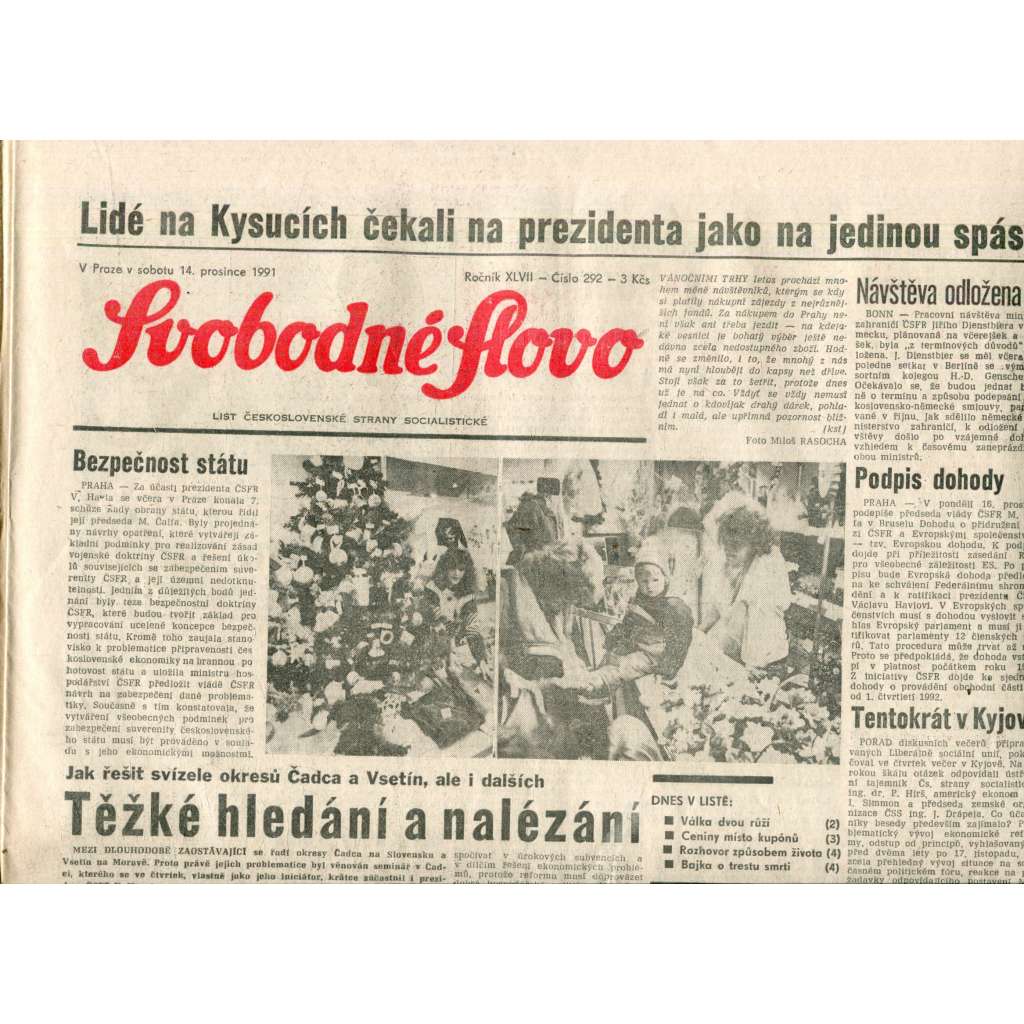 Svobodné slovo (14.12.1991) - noviny