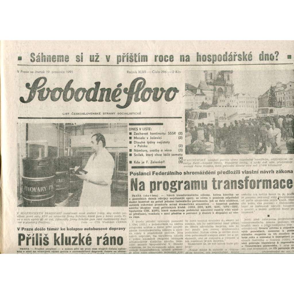 Svobodné slovo (19.12.1991) - noviny