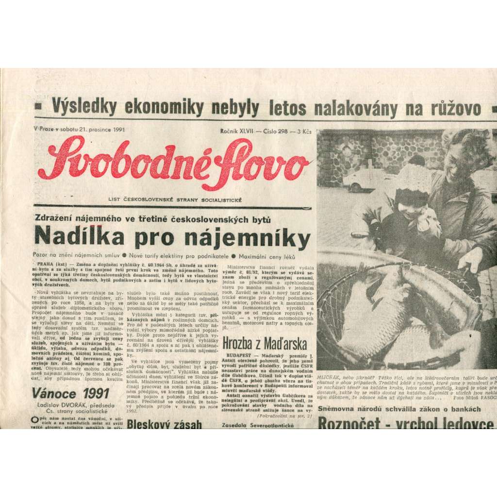 Svobodné slovo (21.12.1991) - noviny