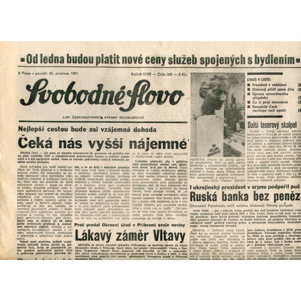 Svobodné slovo (30.12.1991) - noviny
