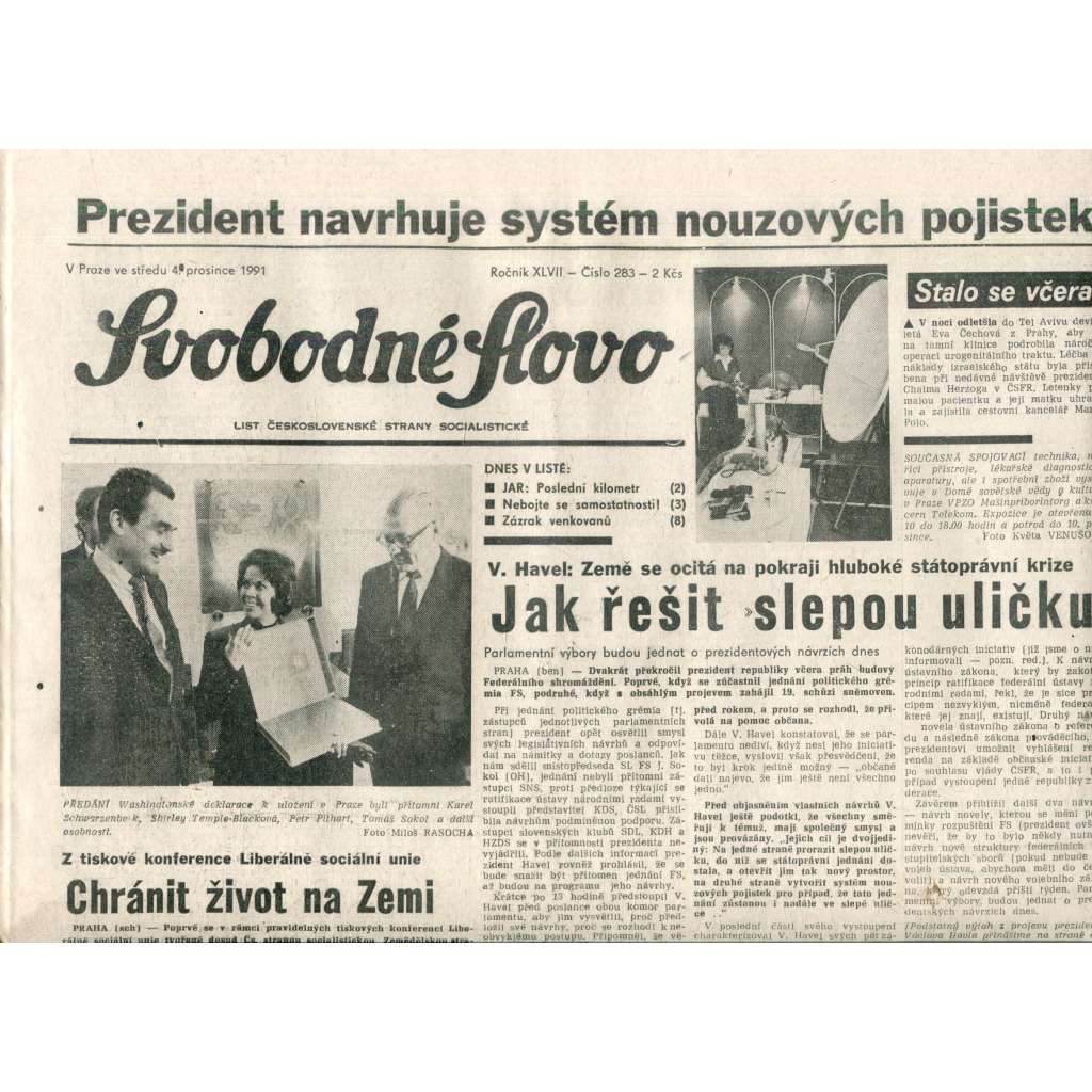 Svobodné slovo (4.12.1991) - noviny