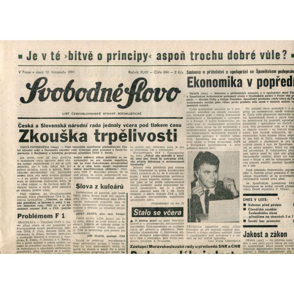 Svobodné slovo (12.11.1991) - noviny