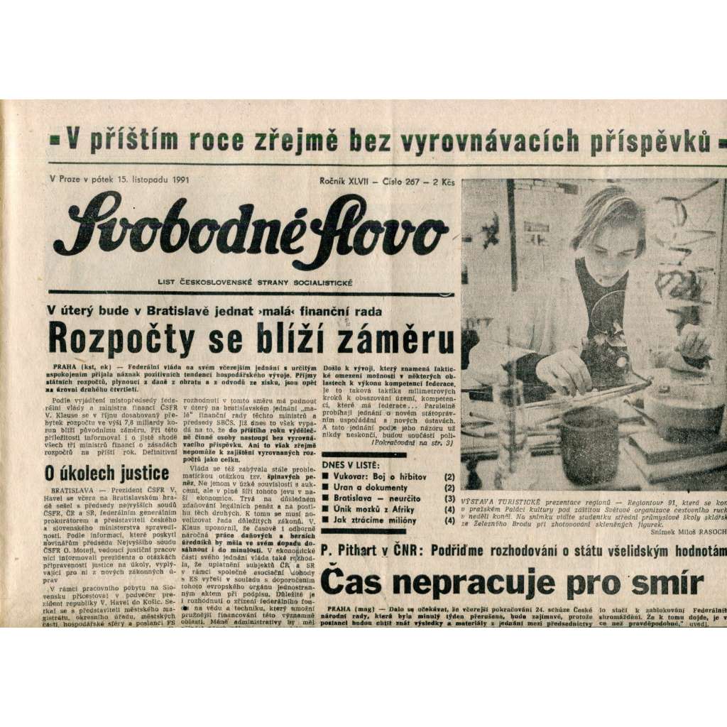 Svobodné slovo (15.11.1991) - noviny
