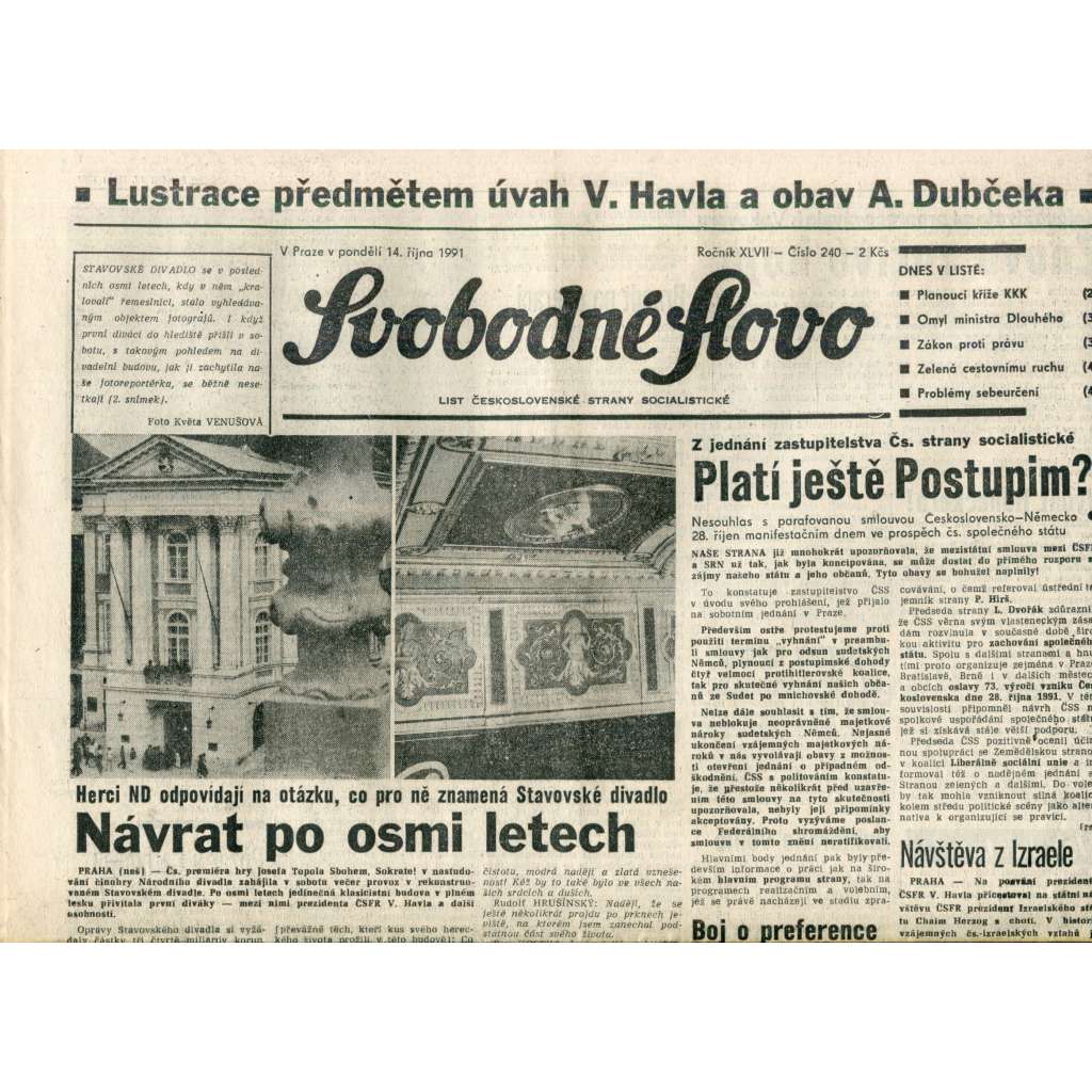 Svobodné slovo (14.10.1991) - noviny Svobodné slovo (14.10.1991) - noviny