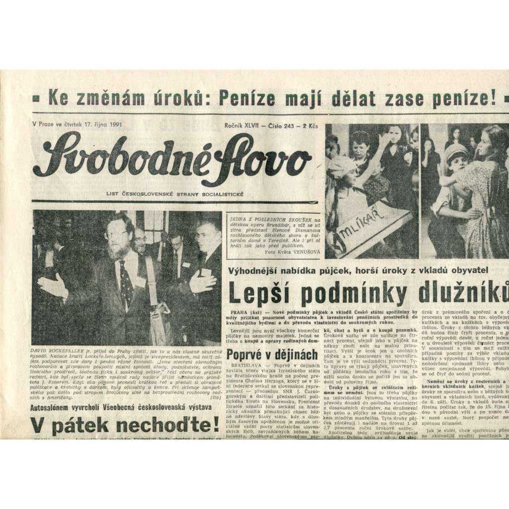 Svobodné slovo (17.10.1991) - noviny Svobodné slovo (17.10.1991) - noviny