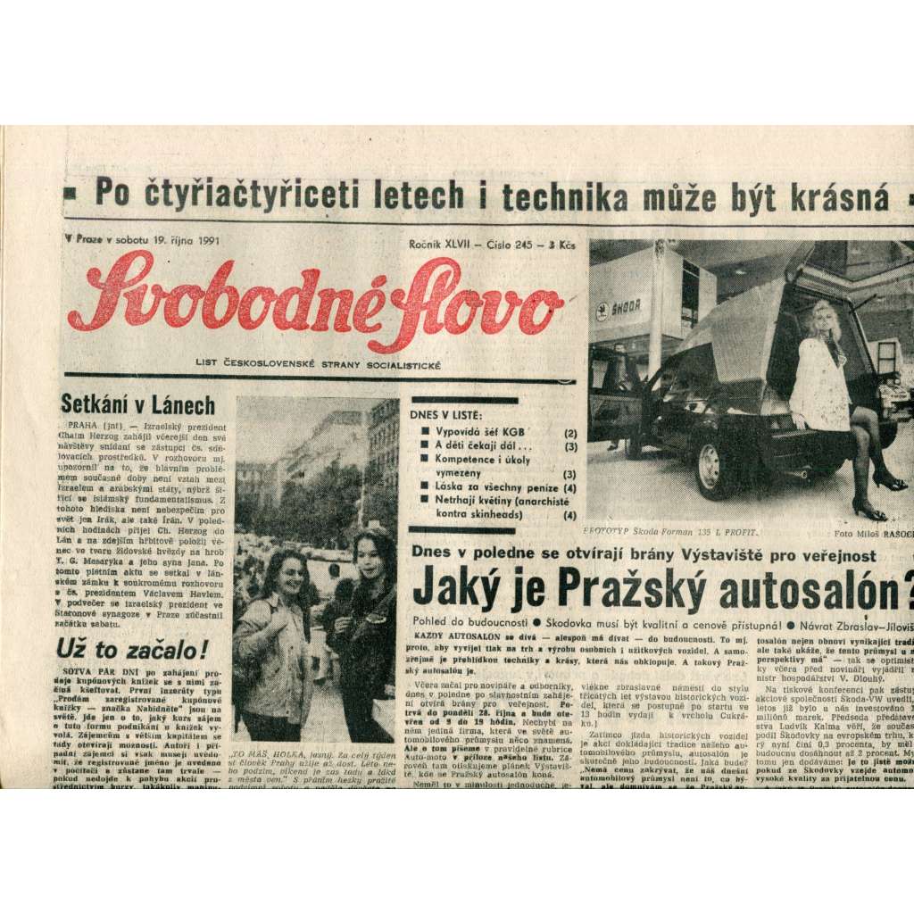 Svobodné slovo (19.10.1991) - noviny