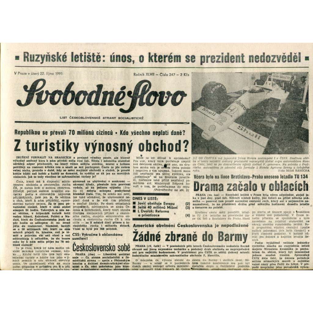 Svobodné slovo (22.10.1991) - noviny
