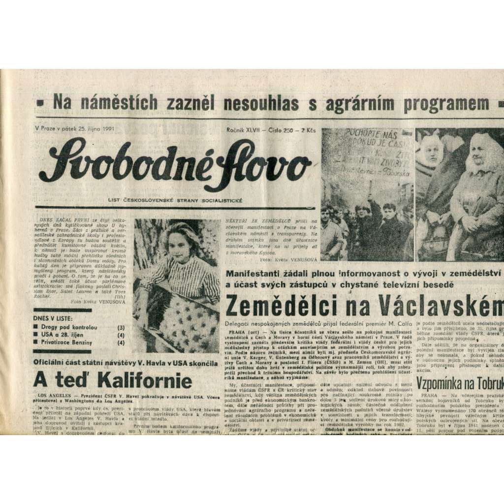 Svobodné slovo (25.10.1991) - noviny