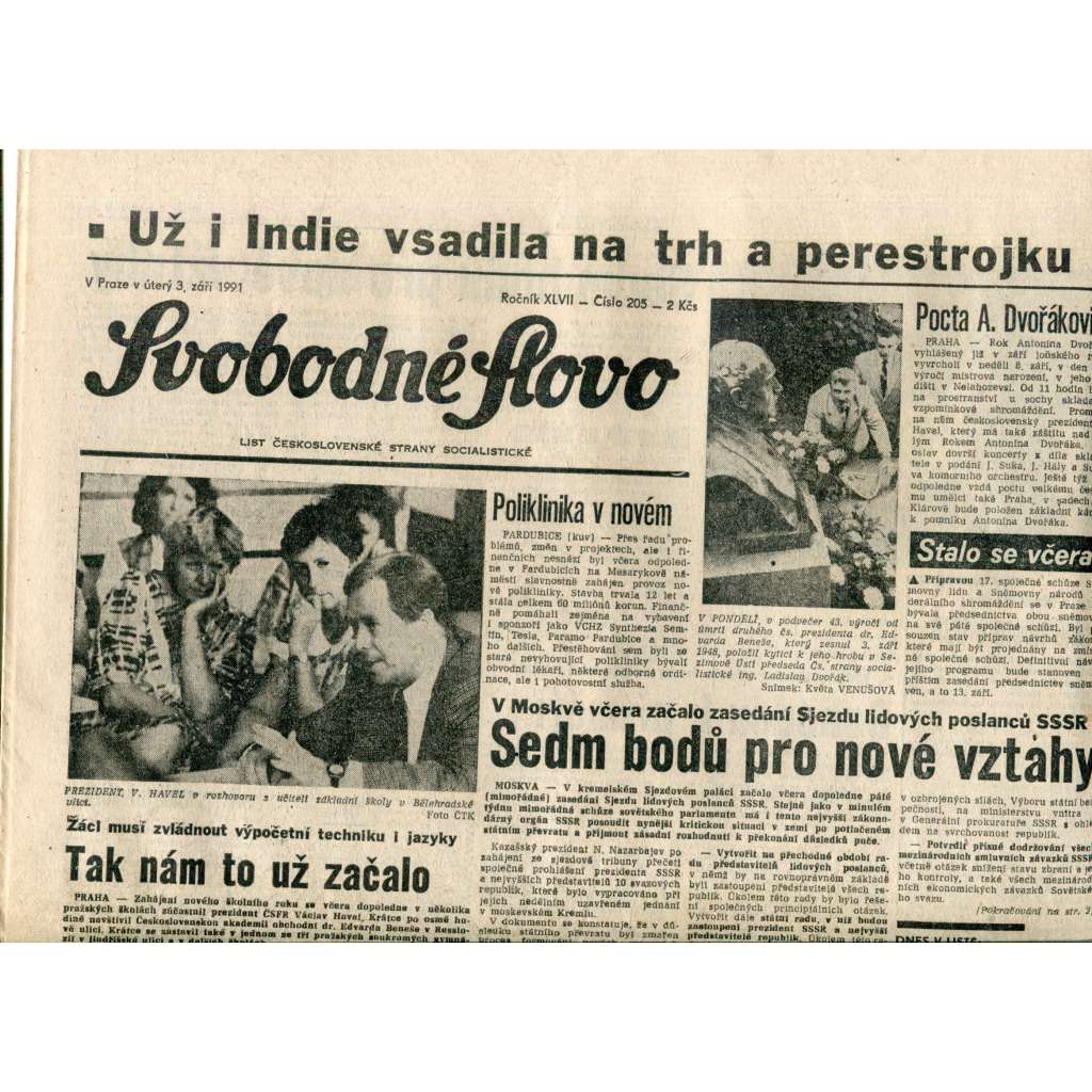 Svobodné slovo (3.9.1991) - noviny