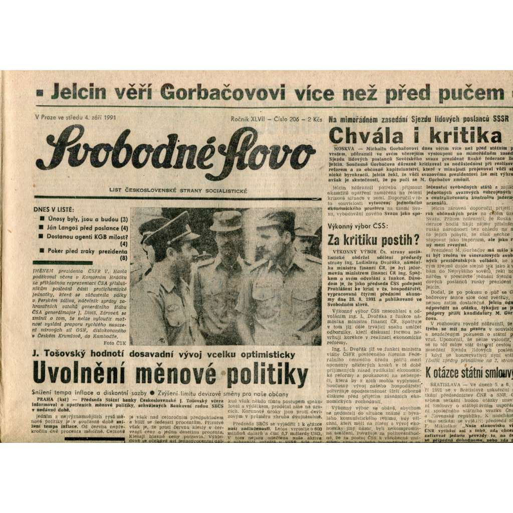 Svobodné slovo (4.9.1991) - noviny