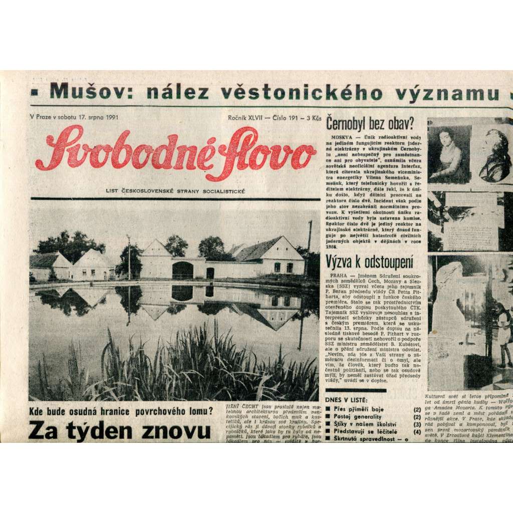 Svobodné slovo (17.8.1991) - noviny