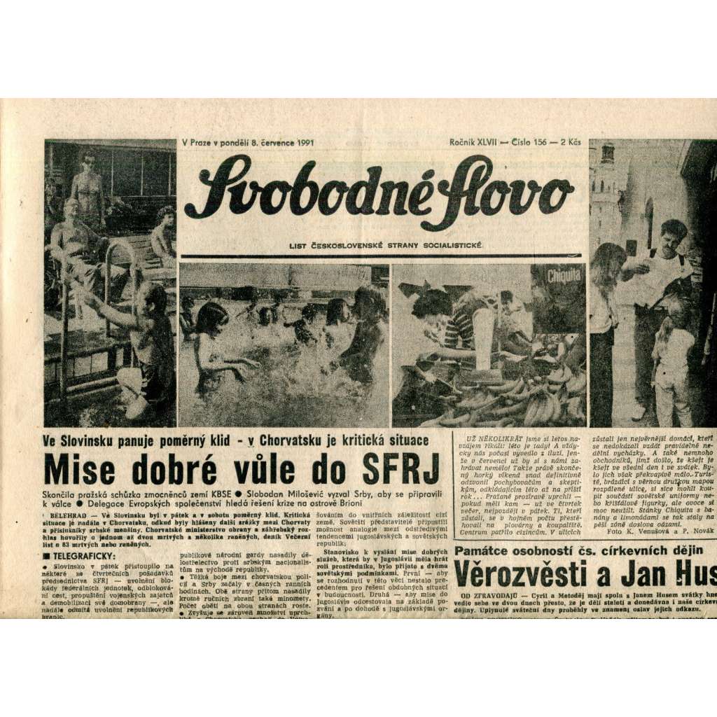 Svobodné slovo (8.7.1991) - noviny