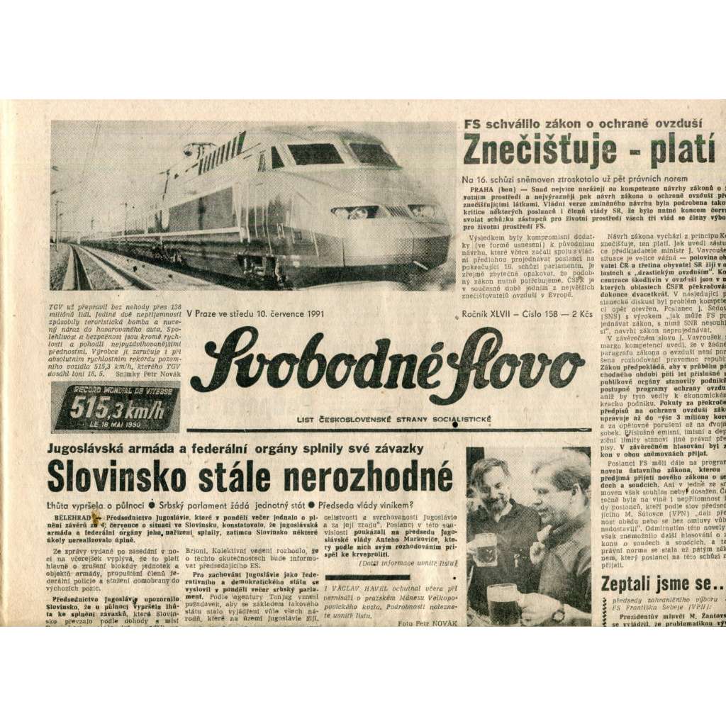 Svobodné slovo (10.7.1991) - noviny