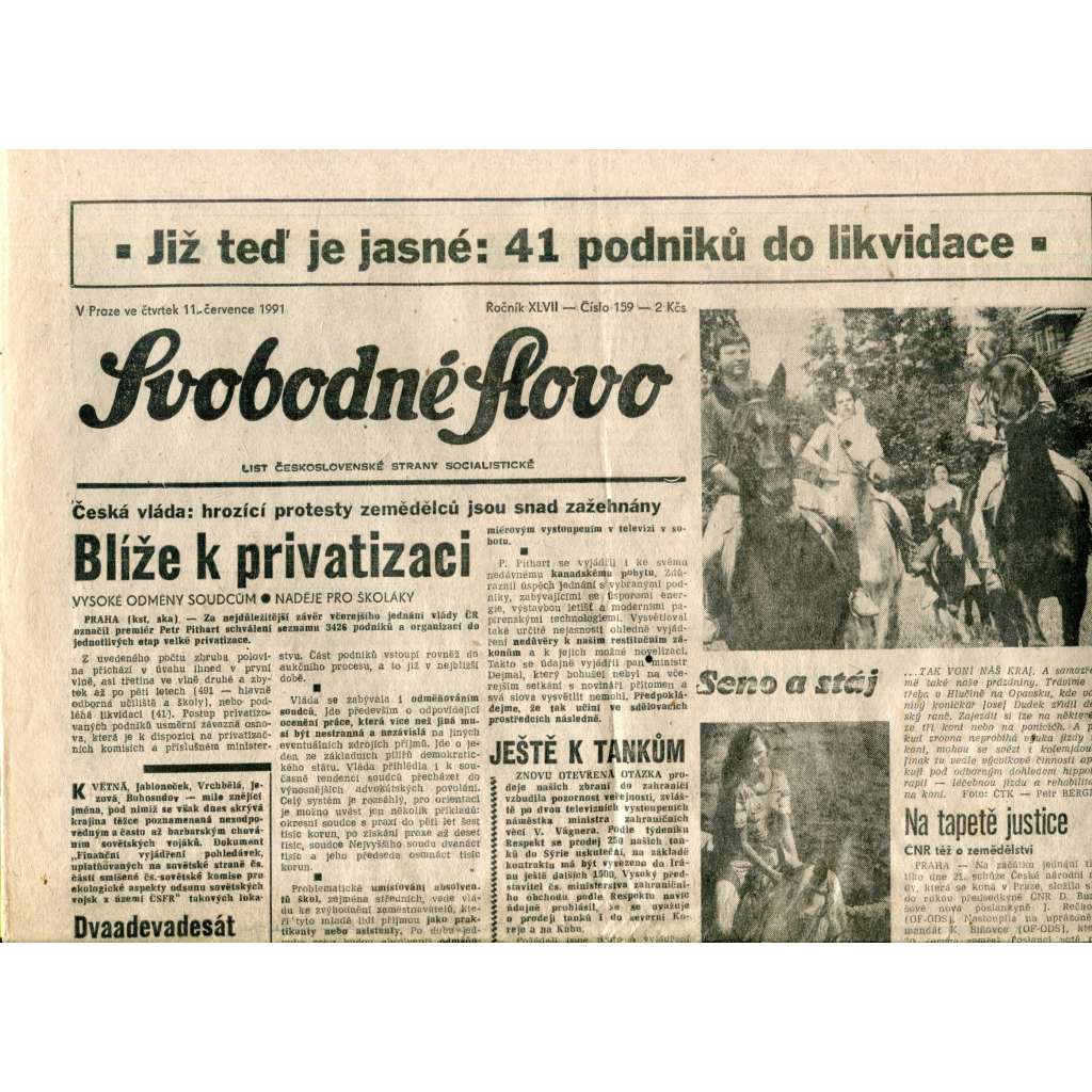 Svobodné slovo (11.7.1991) - noviny