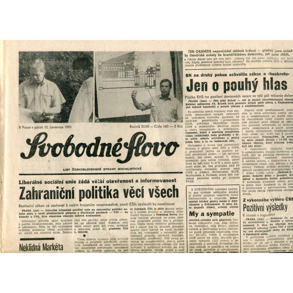 Svobodné slovo (12.7.1991) - noviny