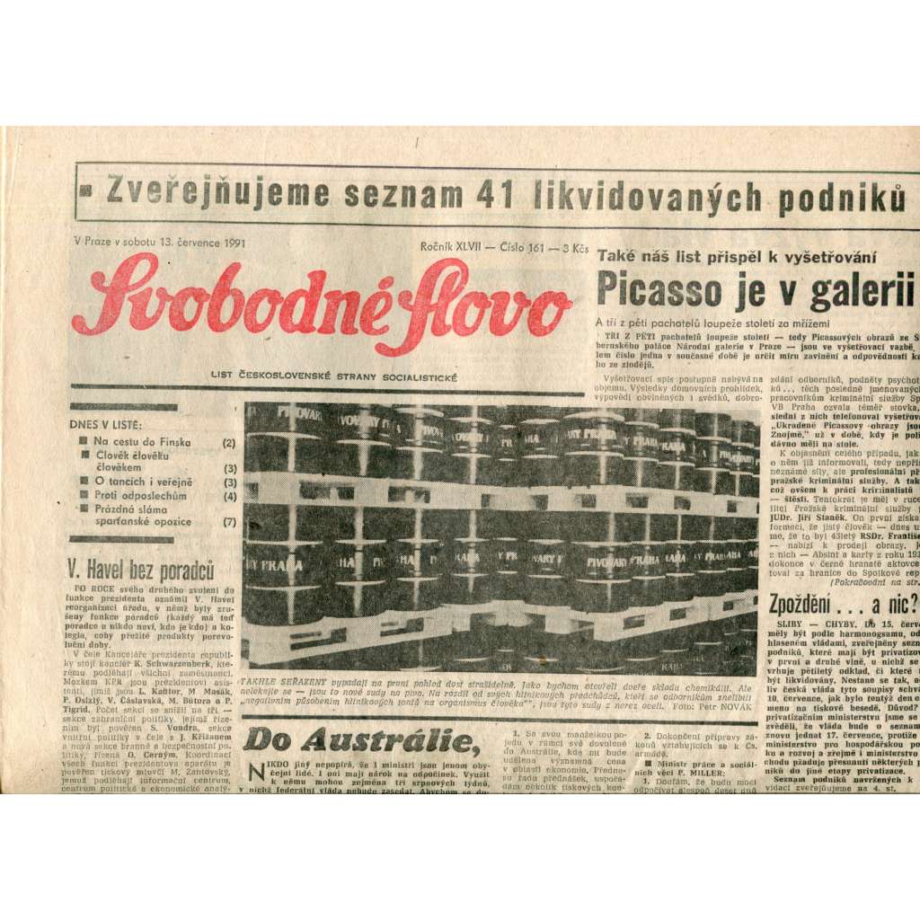 Svobodné slovo (13.7.1991) - noviny