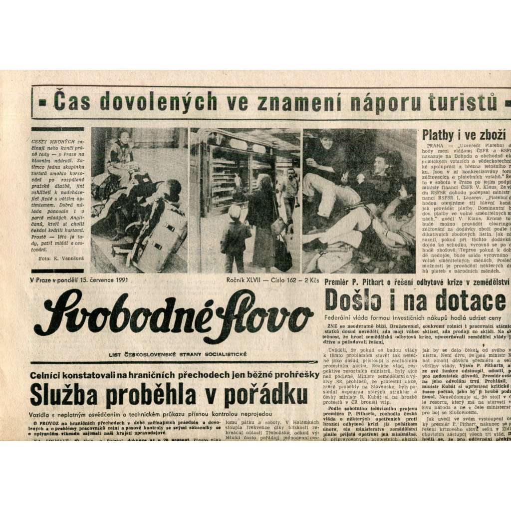 Svobodné slovo (15.7.1991) - noviny