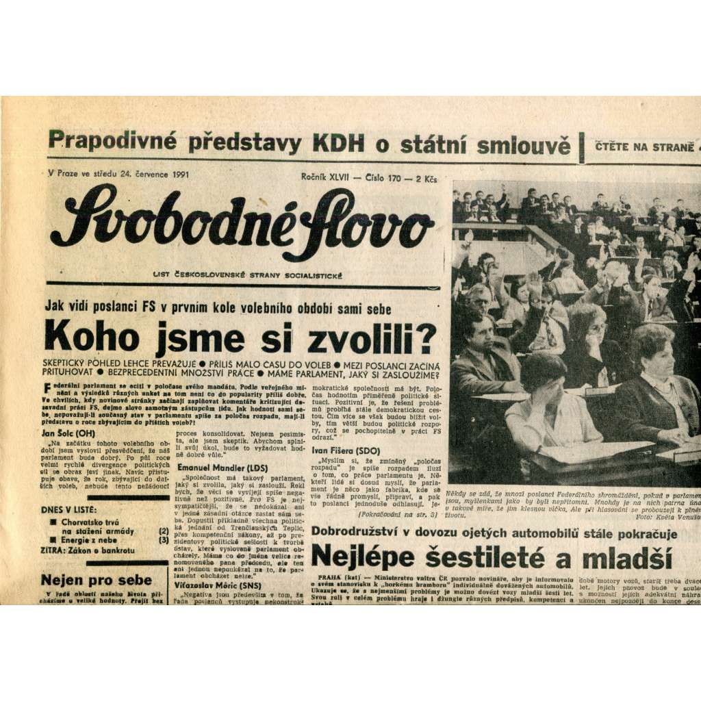Svobodné slovo (24.7.1991) - noviny