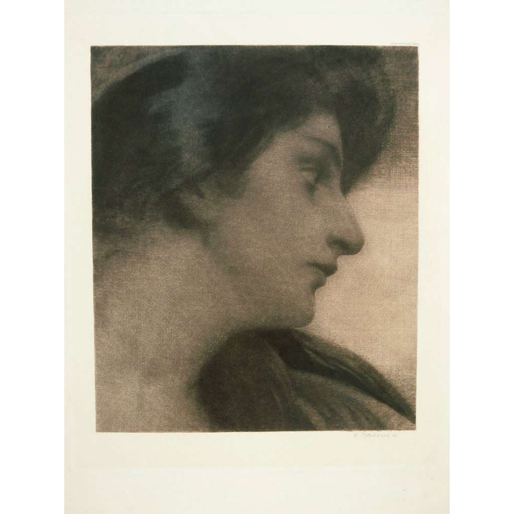 Tvář dívky Max Pietschmann (1865-1952) mezzotinta