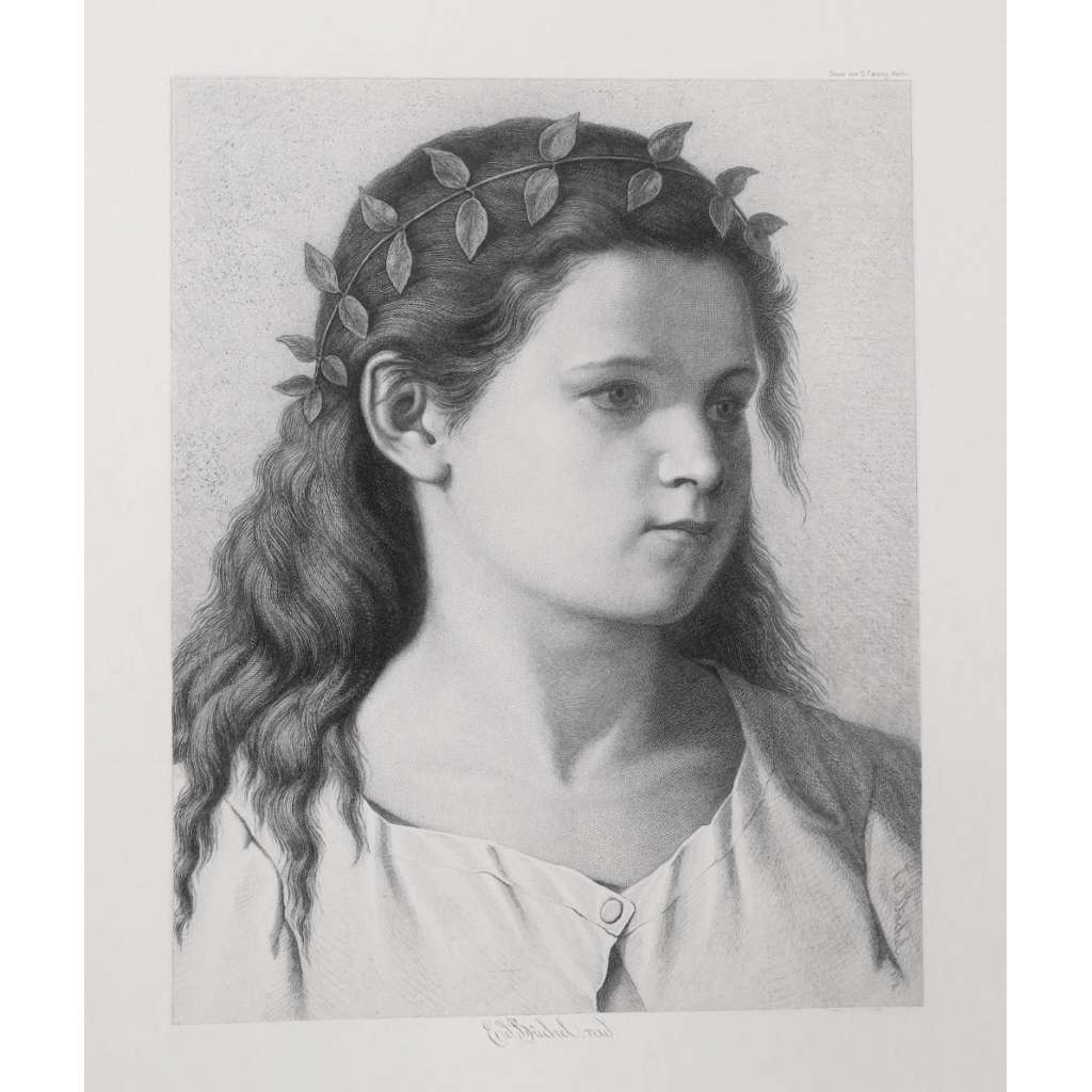 Dívka Eduard Büchel (1835-1903) rytina