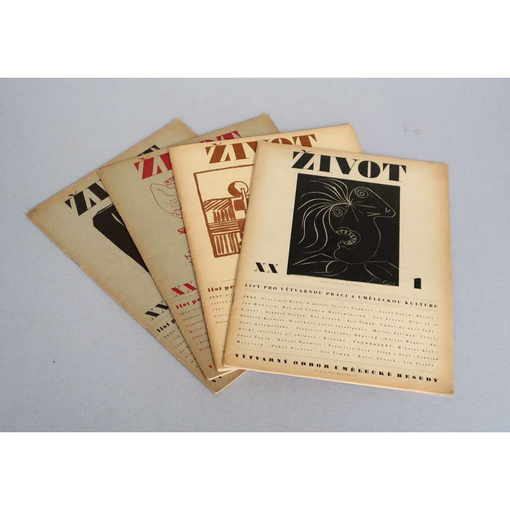 Život, ročník XX. 1946, čísla 1-5 [1x orig. grafika František Hudeček - dřevoryt Noční chodec] List pro výtvarnou práci a uměleckou kulturu [časopis o umění, v obsahu mj. i Josef Čapek, Jan Zrzavý, Tristan Tzara, Antonín Kybal, JIndřich Chalupecký)