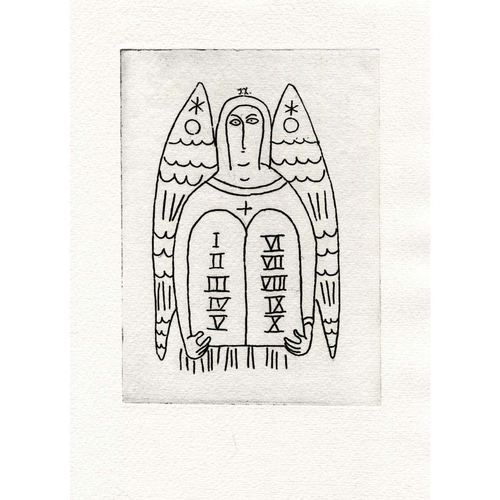 Anděl, Jan Zrzavý, lept, novotisk z původní desky