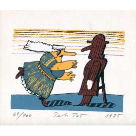 Nevěsta litografie podpis Petr Poš