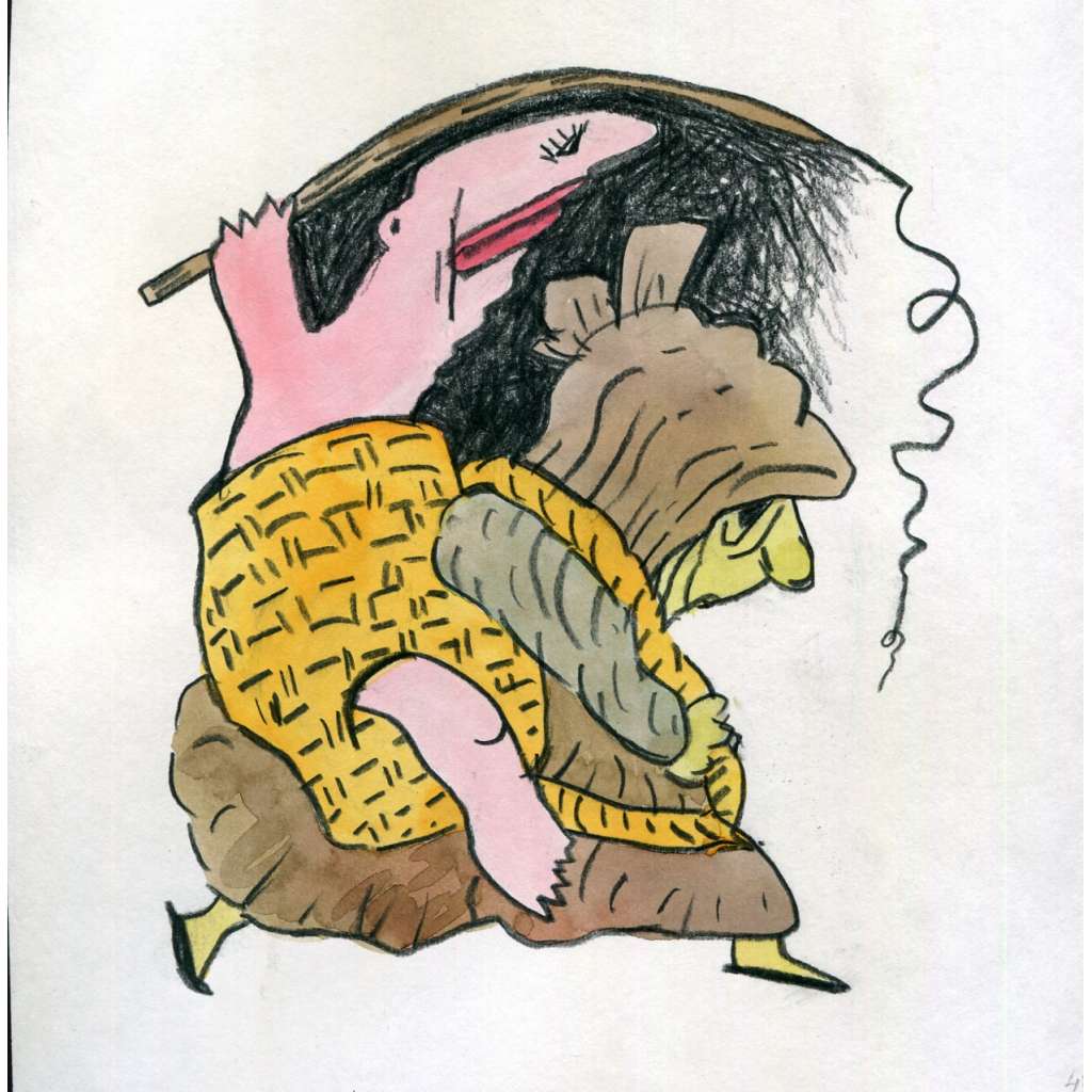 Jízda, kolorovaná kresba (Petr Poš)