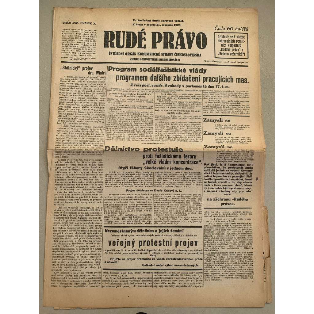 Rudé právo (21.12.1929) - 1. republika, staré noviny Rudé právo (21.12.1929) - 1. republika, staré noviny