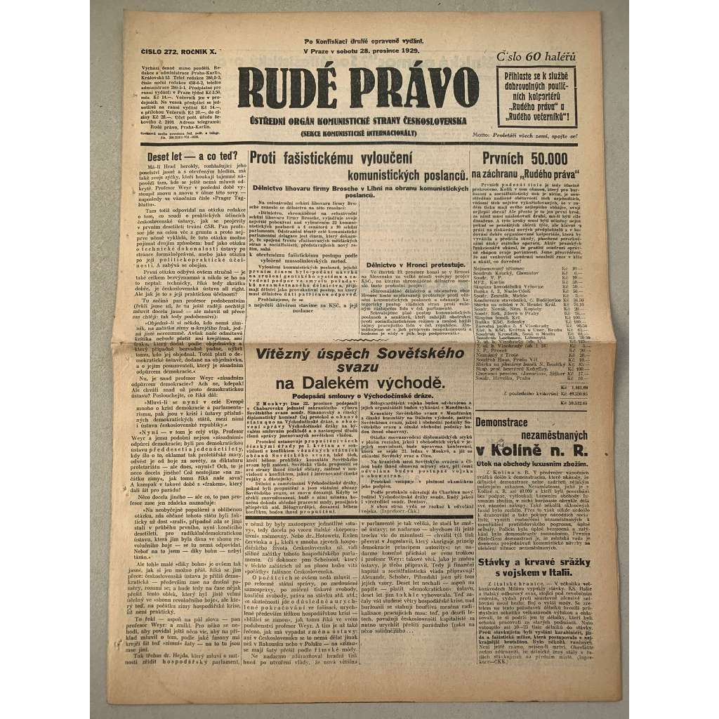 Rudé právo (28.12.1929) - 1. republika, staré noviny Rudé právo (28.12.1929) - 1. republika, staré noviny