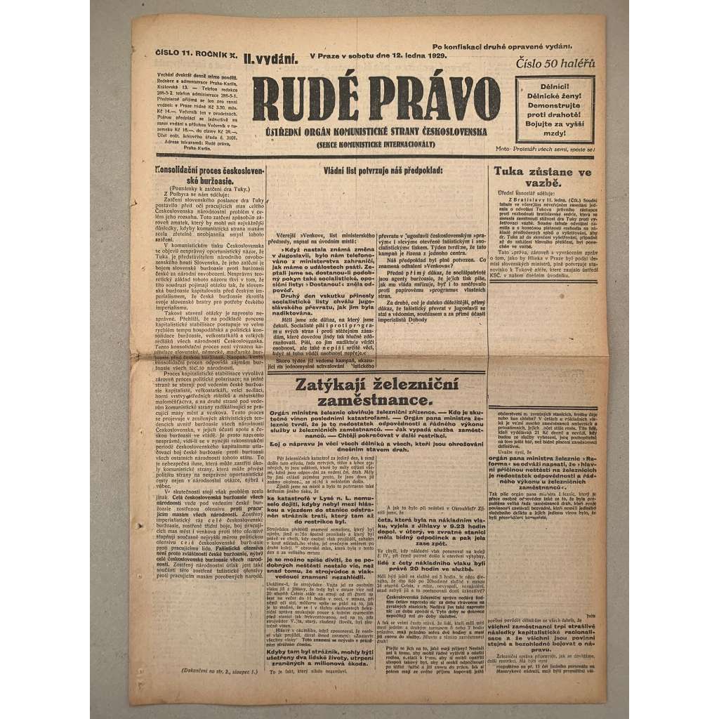 Rudé právo (12.2.1929) - 1. republika, staré noviny Rudé právo (12.2.1929) - 1. republika, staré noviny