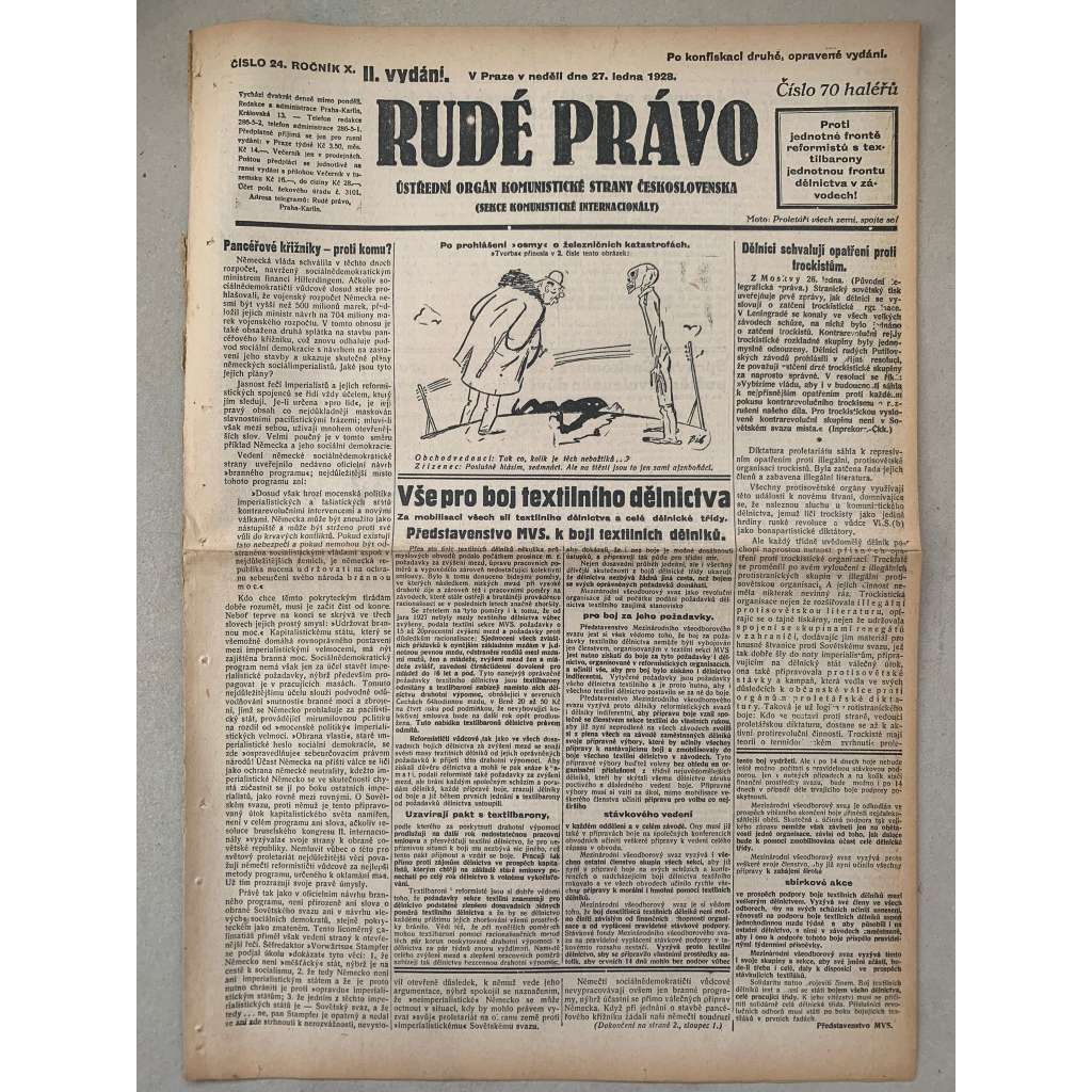Rudé právo (27.1.1929) - 1. republika, staré noviny Rudé právo (27.1.1929) - 1. republika, staré noviny