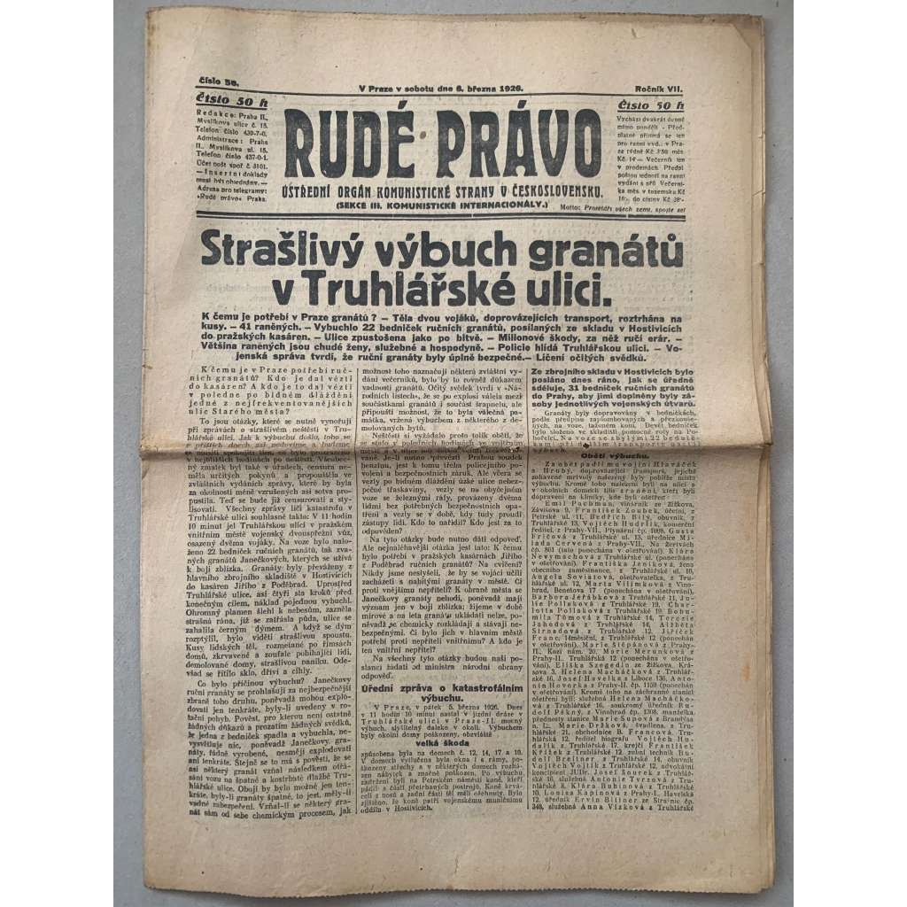 Rudé právo (6.3.1926) - 1. republika, staré noviny
