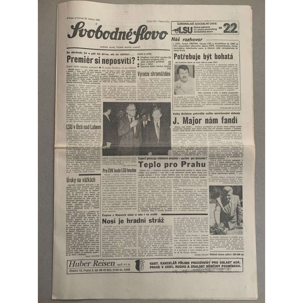 Svobodné slovo (29.5.1992) - staré noviny