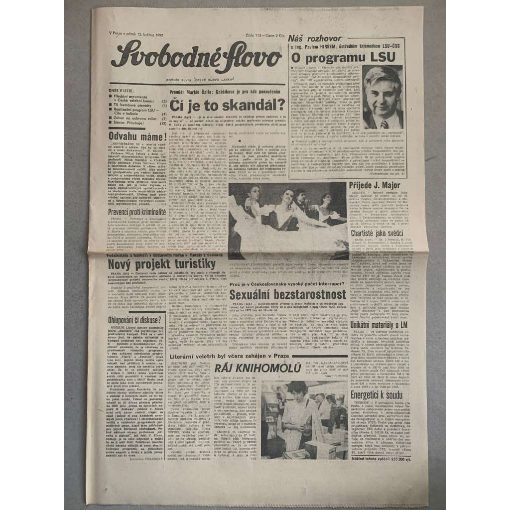 Svobodné slovo (15.5.1992) - staré noviny