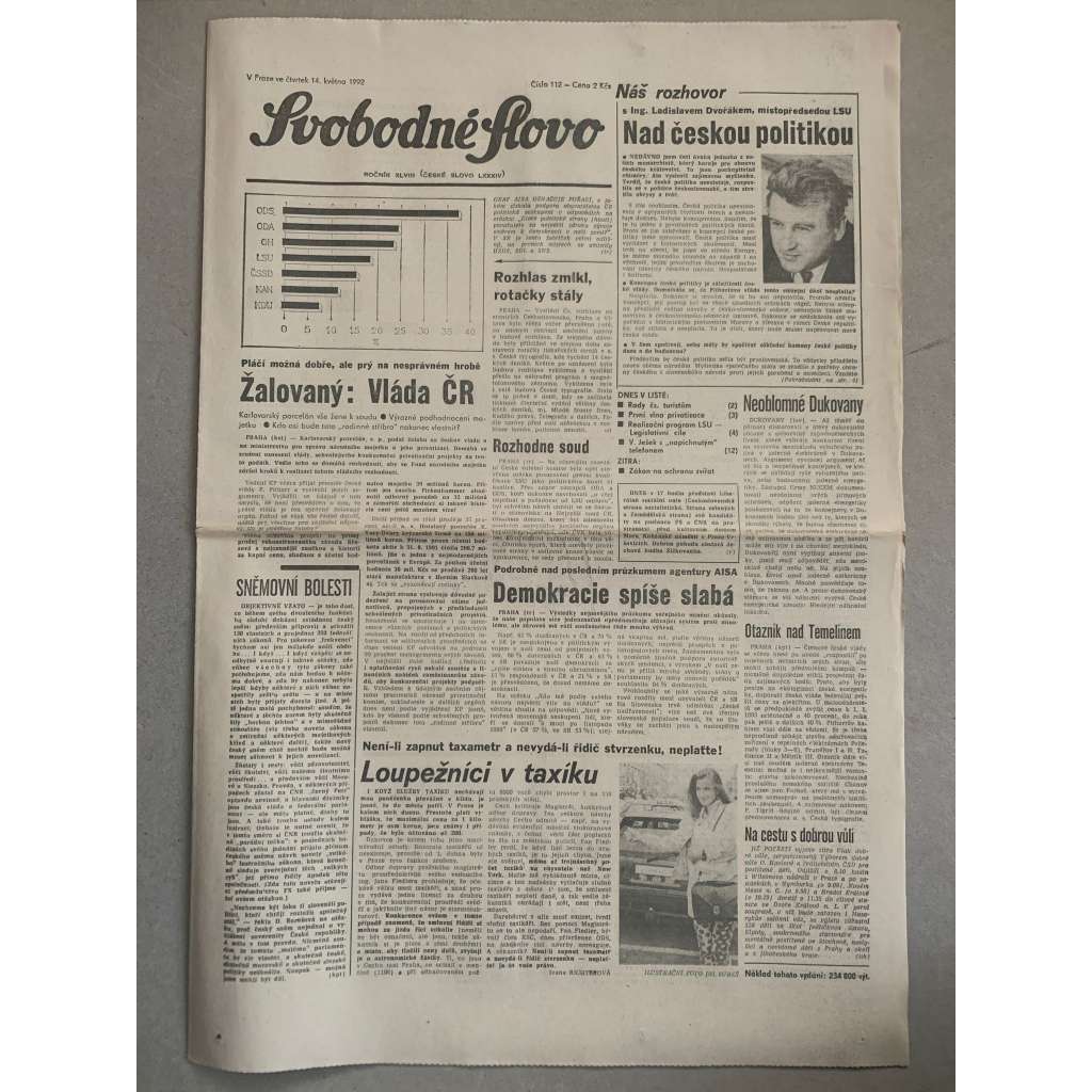 Svobodné slovo (14.5.1992) - staré noviny