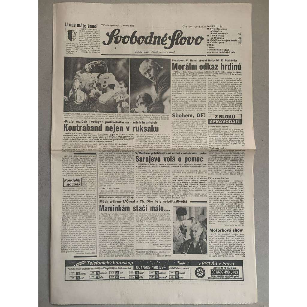 Svobodné slovo (11.5.1992) - staré noviny