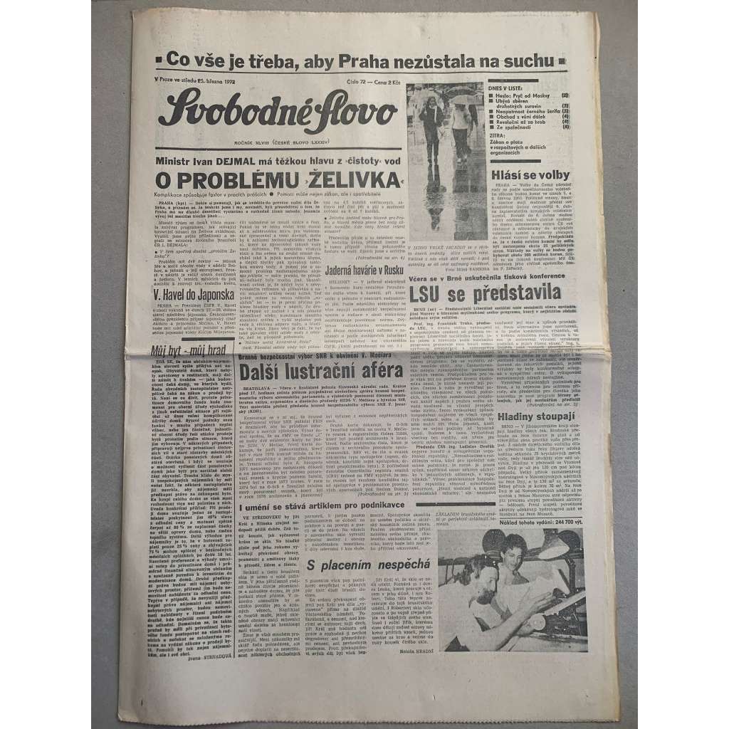 Svobodné slovo (25.3.1992) - staré noviny