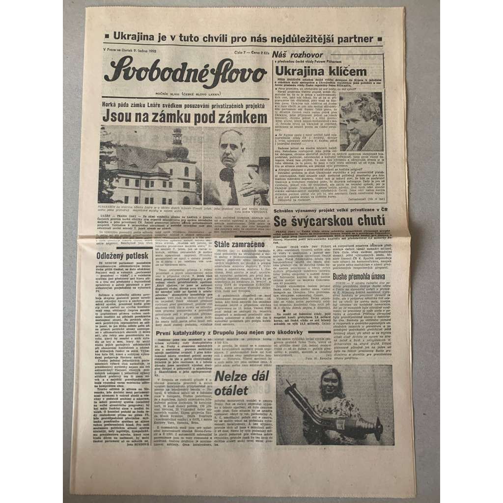 Svobodné slovo (9.1.1992) - staré noviny